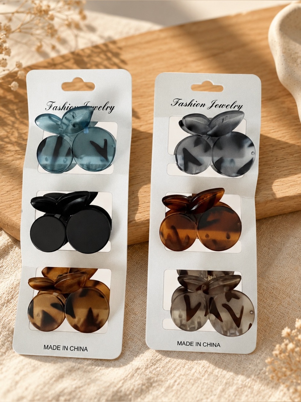Mini cherry hair clips all 6
